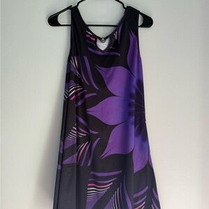 Elegant Purple and Black Floral Dress